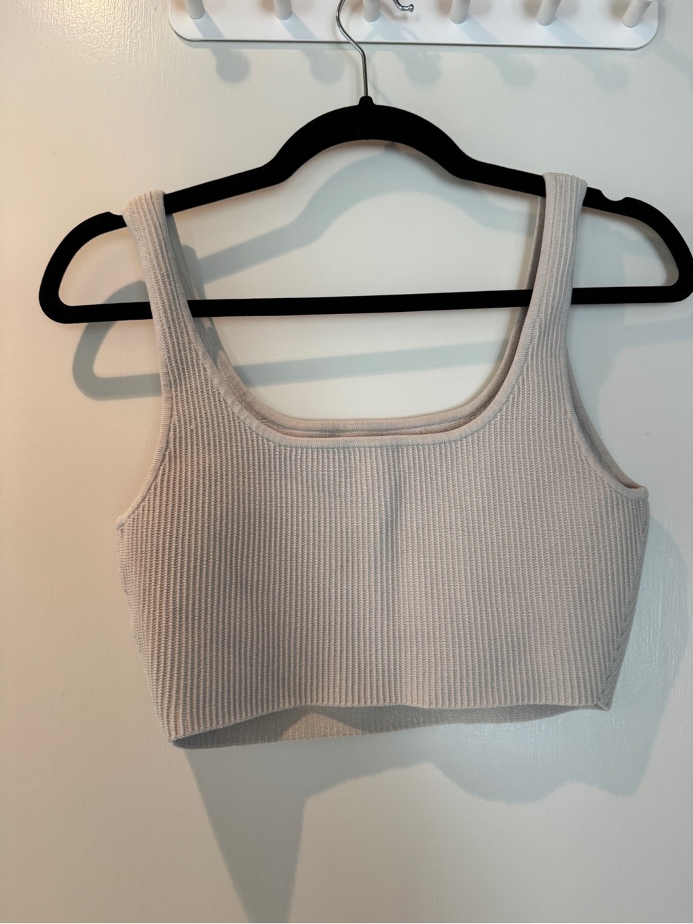 Babaton Ribbed Square-Neck Crop Tank Top - Cream